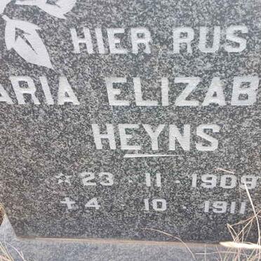 HEYNS Maria Elizabeth 1909-1911
