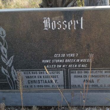 BOSSERT Christiaan F. 1905-1973 &amp; Anna F. 1918-1999