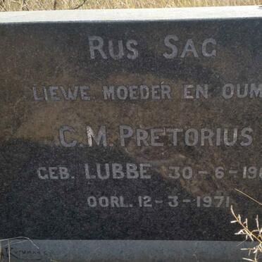 PRETORIUS C.M. nee LUBBE 1903-1971