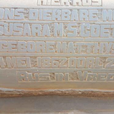 COETZEE Susara M.S. nee MATTHYSER 1862-194?