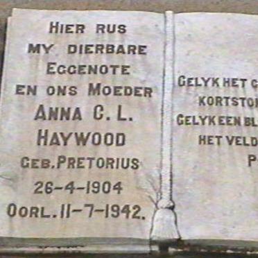 HAYWOOD Anna C.L. nee PRETORIUS 1904-1942