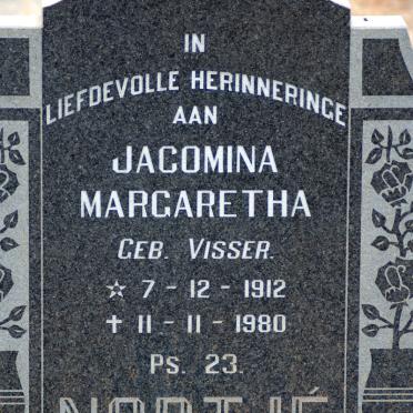 NORTJE Jacomina Margaretha nee VISSER 1912-1980
