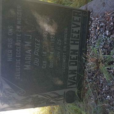 HEEVER Maria M.J., van den nee DU PREEZ 1899-1928