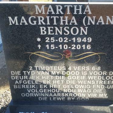 BENSON Martha Magritha 1949-2016