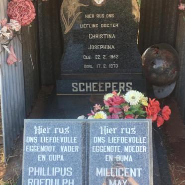 SCHEEPERS Christina Josephina 1952-1973 :: SCHEEPERS Phillipus Roedulph 1926-2012 &amp; Millicent May 1927-2001