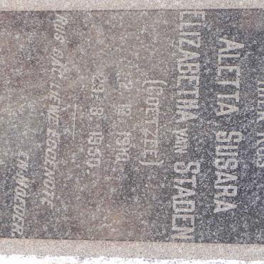 STADEN Aletta Susara Elizabetha, van nee COETZEE 1910-1950