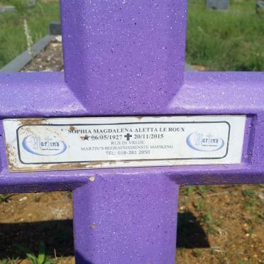 ROUX Sophia Magdalena Aletta, le 1927-2015