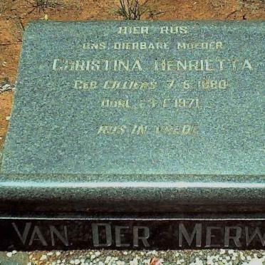 MERWE Christina Henrietta, van der nee CILLIERS 1880-1971