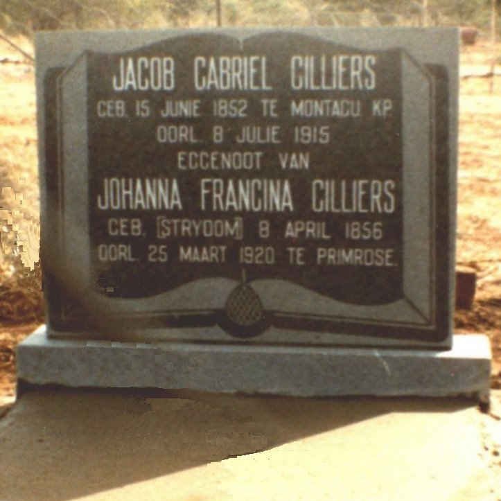 CILLIERS Jacob Gabriel 1852-1915 &amp; Johanna Francina STRYDOM 1856-1920