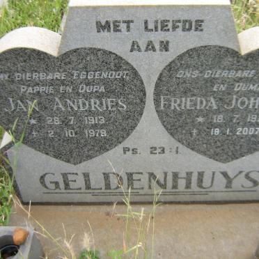 GELDENHUYS Jan Andries 1913-1979 &amp; Frieda Johanna 1921-2007