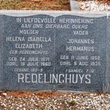 REDELINGHUYS Johannes Hermanus 1858-1935 &amp; Helena Isabella Elizabeth REDELINGHUYS 1871-1960