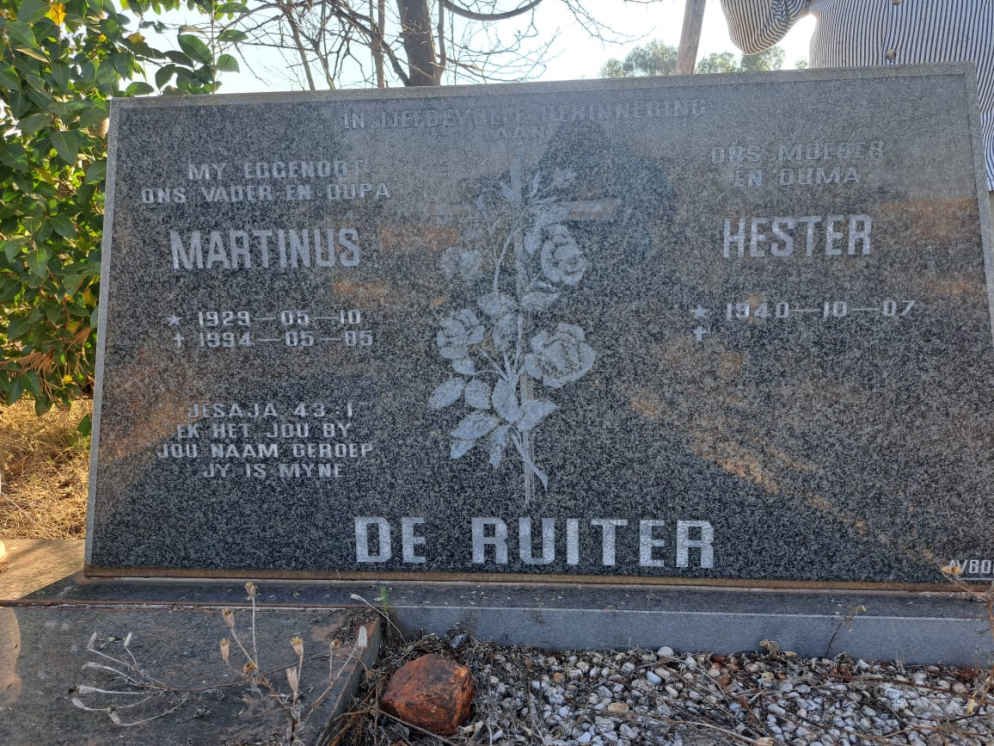 RUITER Martinus, de 1929-1994 &amp; Hester 1940-