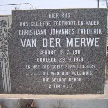 MERWE Christiaan Johannes Frederik, van der 1911-1979