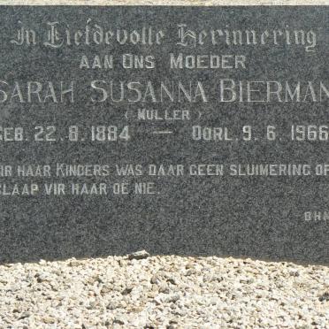 BIERMAN Sarah Susanna nee MULLER 1884-1966