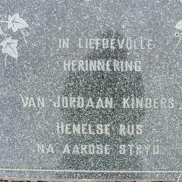 In Liefdevolle Herinnering van Jordaan Kinders