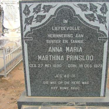 PRINSLOO Anna Maria Marthina 1890-1973