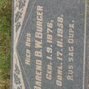 BURGER Barend B.W. 1876-1958