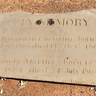 EVANS Susannah Christina 1863-1863 :: EVANS Emely Martha 1864-1865