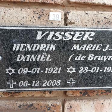 VISSER Hendrik Daniël 1921-2008 &amp; Marie J.E. DE BRUYN 1922-