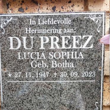 PREEZ Lucia Sophia, du nee BOTHA 1947-2023