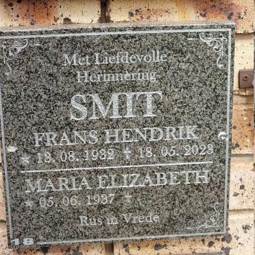 SMIT Frans Hendrik 1932-2023 &amp; Maria Elizabeth 1937-