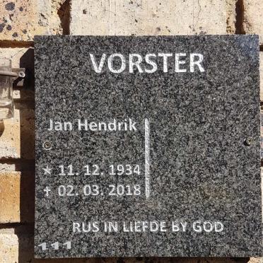 VORSTER Jan Hendrik 1934-2018