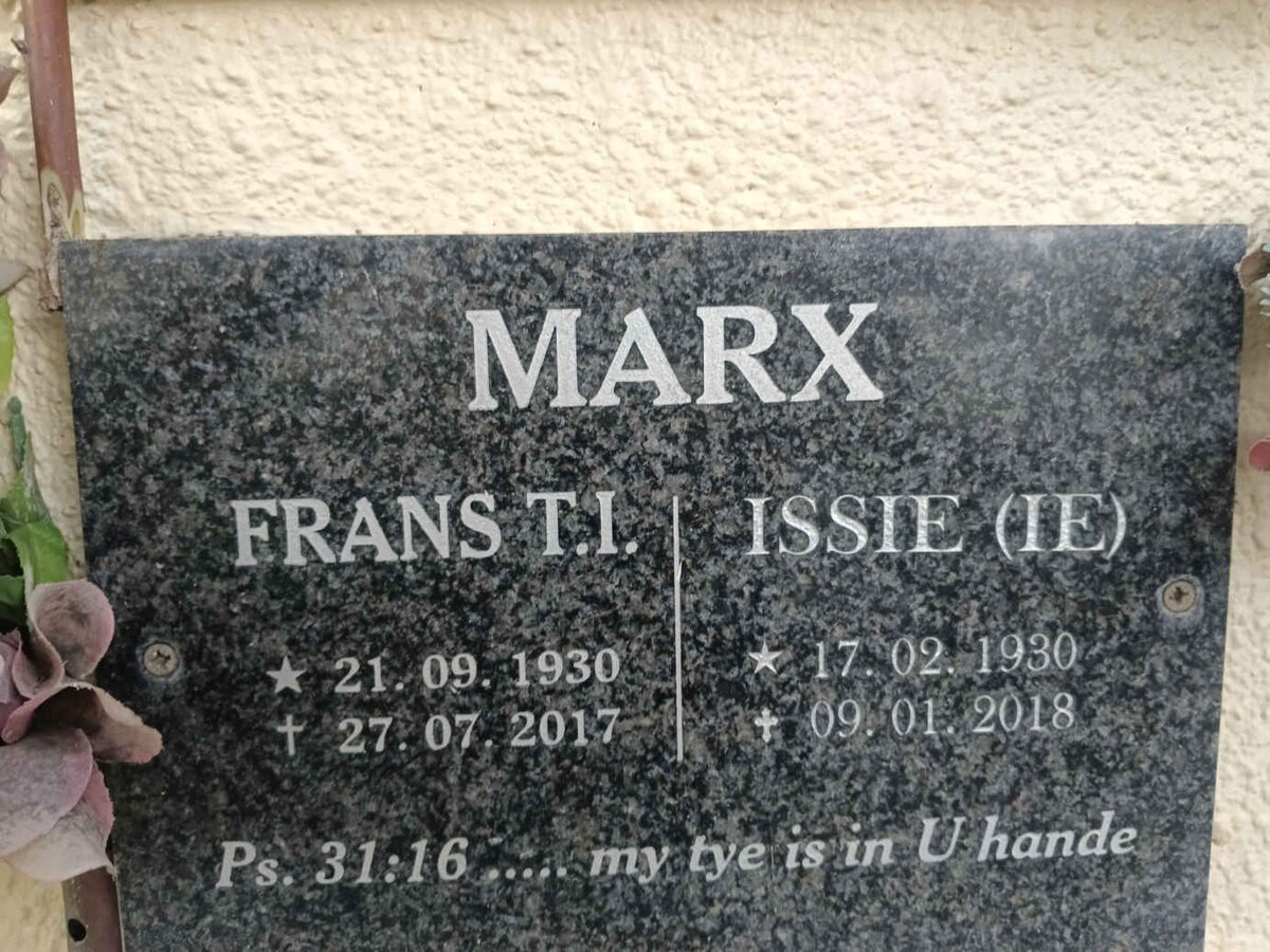 MARX Frans T.I. 1930-2017 & I.E. 1930-2018