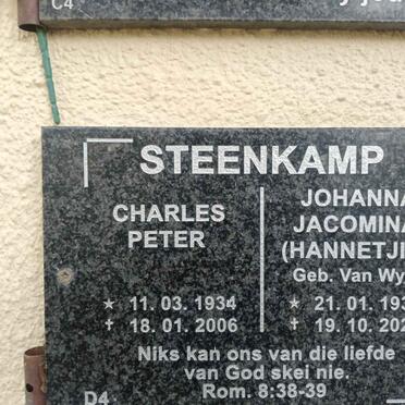STEENKAMP Charles Peter 1934-2006 & Johanna Jacomina VAN WYK 1936-2020