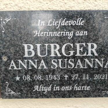 BURGER Anna Susanna 1943-2021