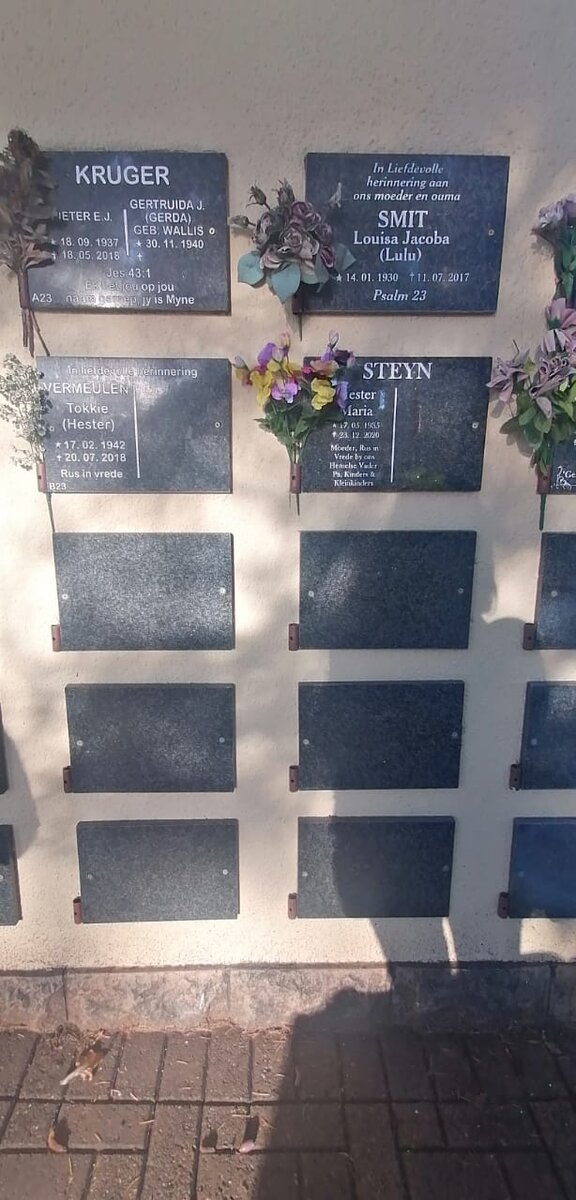 KRUGER Pieter E.J. 1937-2018 &amp; Gertruida J. WALLIS 1940-