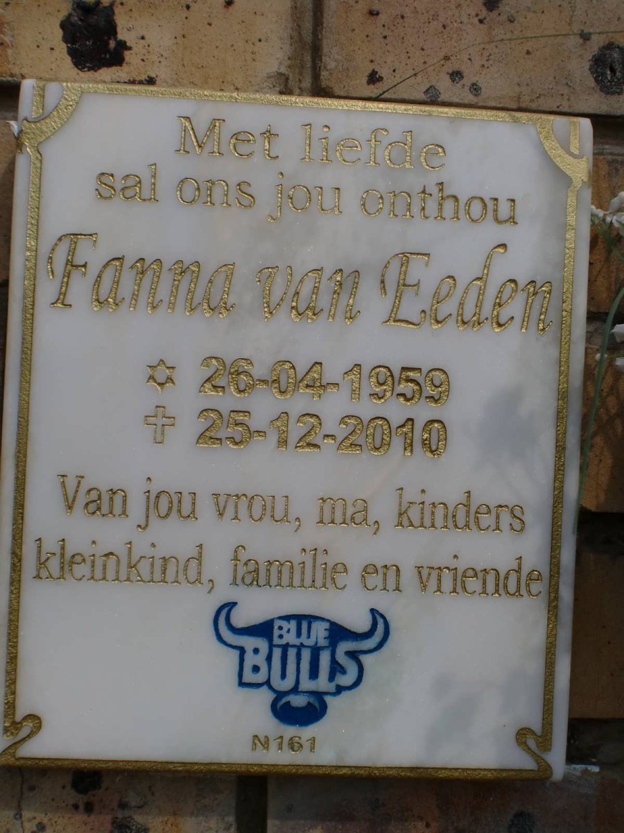 EEDEN Fanna, van 1959-2010