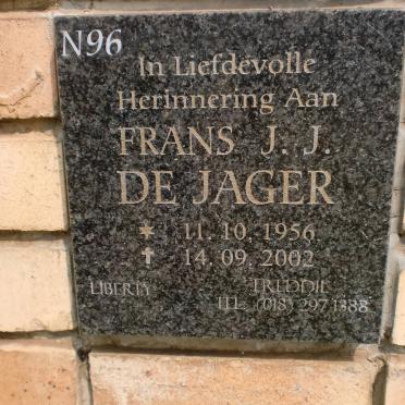 JAGER Frans J.J., de 1956-2002