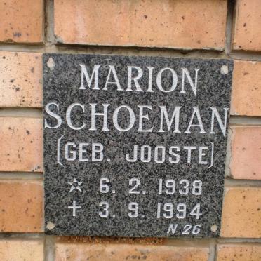 SCHOEMAN Marion nee JOOSTE 1938-1994