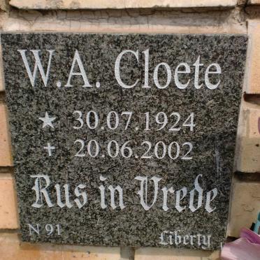 CLOETE W.A. 1924-2002