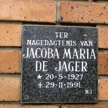 JAGER Jacoba Maria, de 1927-1991