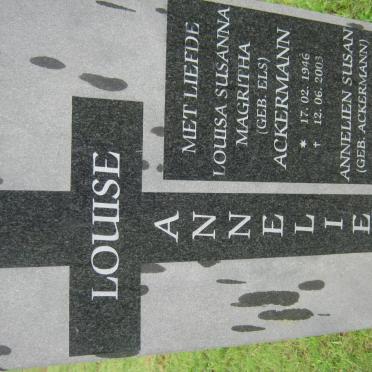 ACKERMANN Louisa Susanna Magritha nee ELS 1946-2003 :: ACKERMANN Annelien Susan 1967-