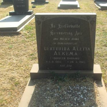ALKEMA Gertruida Aletta formerly BARNARD 1905-1985