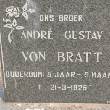 BRATT André Gustav, von -1925