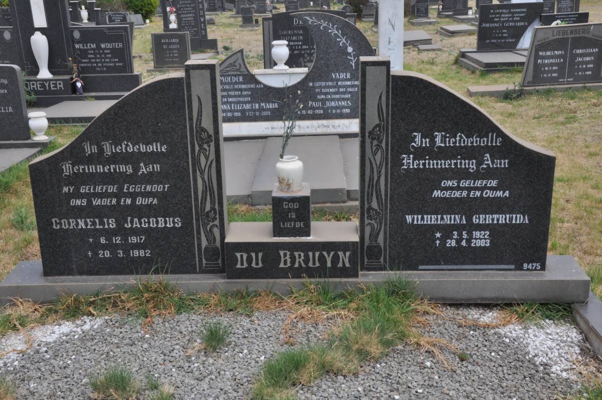 BRUYN Cornelis Jacobus, du 1917-1982 &amp; Wilhelmina Gertruida 1922-2003