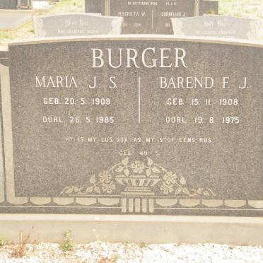 BURGER Barend F.J. 1908-1975 &amp; Maria J.S. 1908-1985