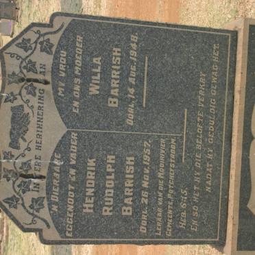 BARRISH Hendrik Rudolph -1957 &amp; Willa -1948