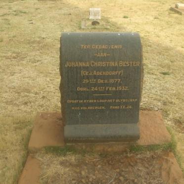 BESTER Johanna Christina nee ADENDORFF 1877-1932