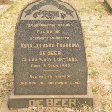 BEER Anna Johanna Francina, de nee DU PLOOY 1905-1952