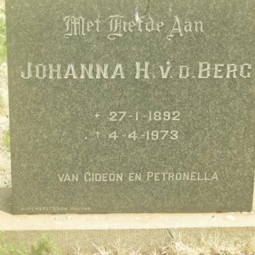 BERG Johanna H., v.d. 1892-1973