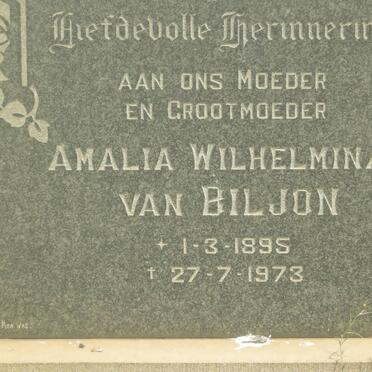 BILJON Amalia Wilhelmina, van 1895-1973