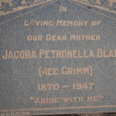 BLAND Jacoba Petronella nee GRIMM 1870-1947