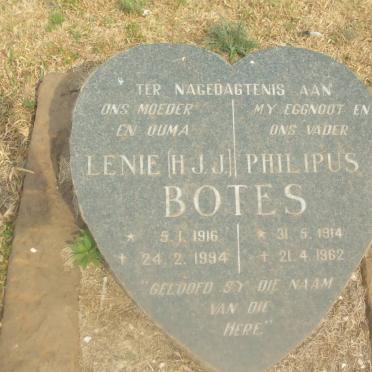 BOTES Philipus J. 1914-1962 &amp; H.J.J. 1916-1994 