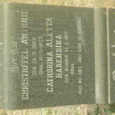 BOTHA Christuffel Antonie 1903-1973 &amp; Cathorina Aletta Barendina OLIVIER 1917-