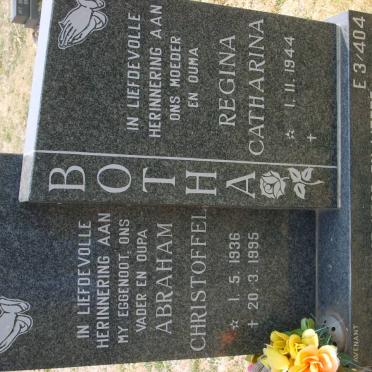 BOTHA Abraham Christoffel 1936-1995 &amp; Regina Catharina 1944-