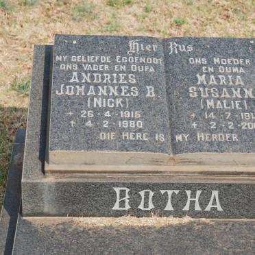 BOTHA Andries Johannes B. 1915-1980 &amp; Maria Susanna 1918-2000